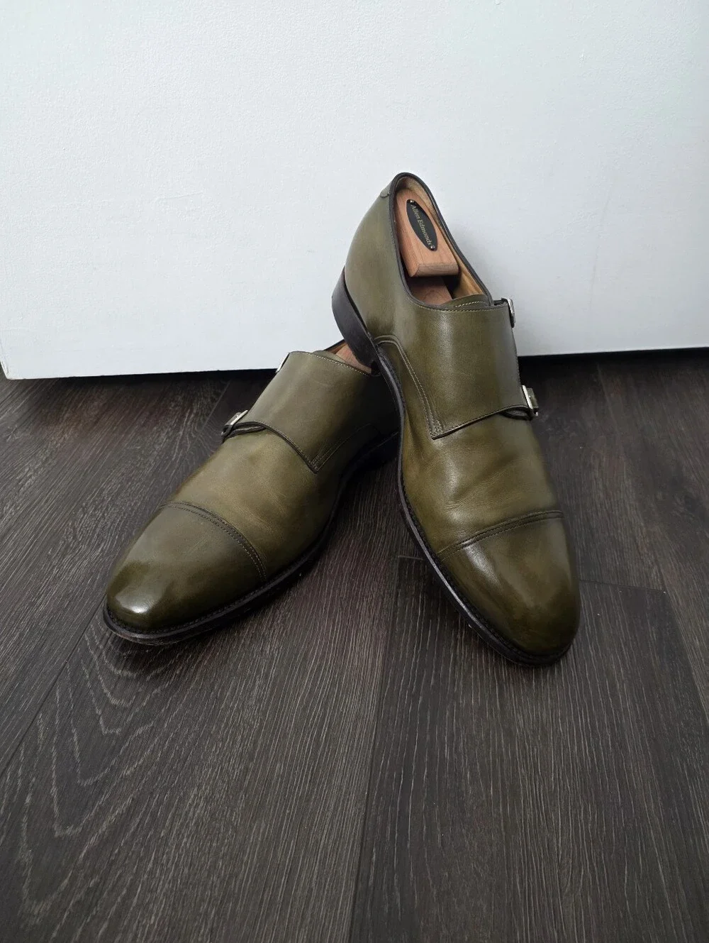 Carlos Santos Olive Double Monk Strap 12 + Reiss Belt 34